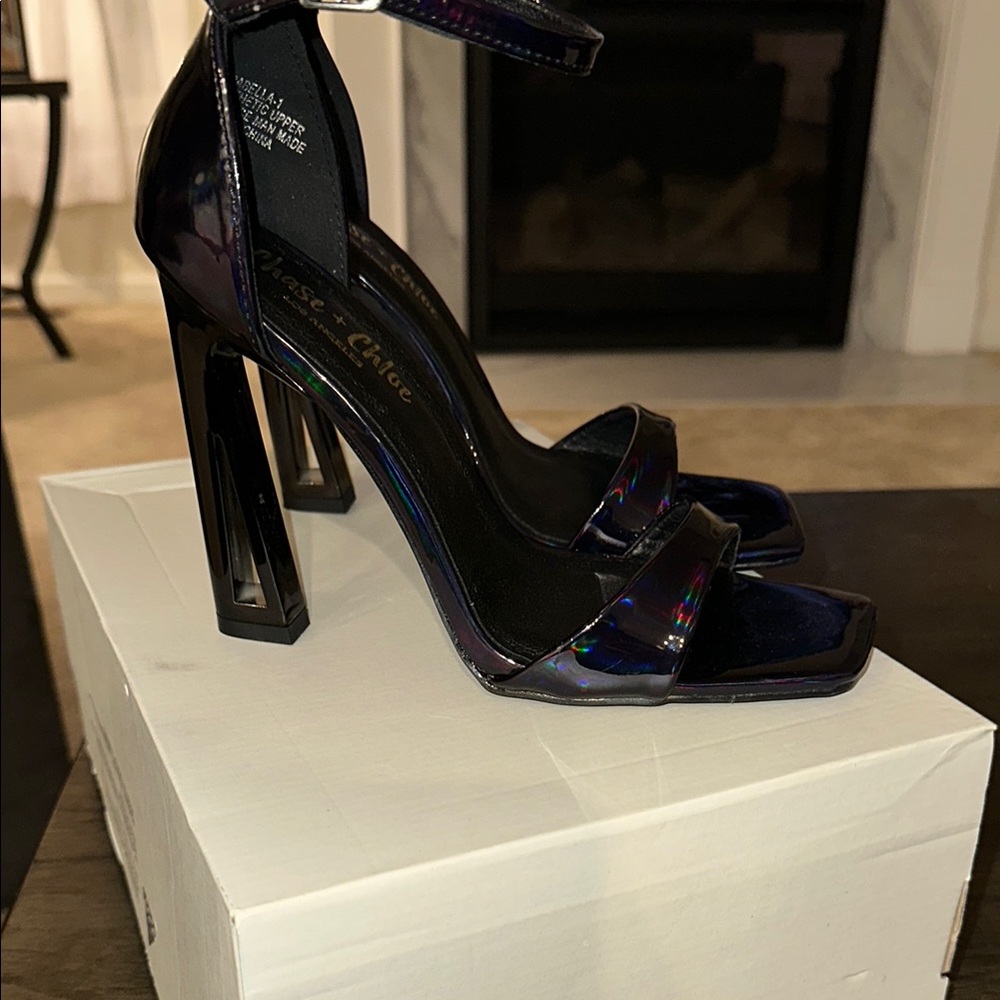 Chase + Chloe Black High Heels with Ankle Strap